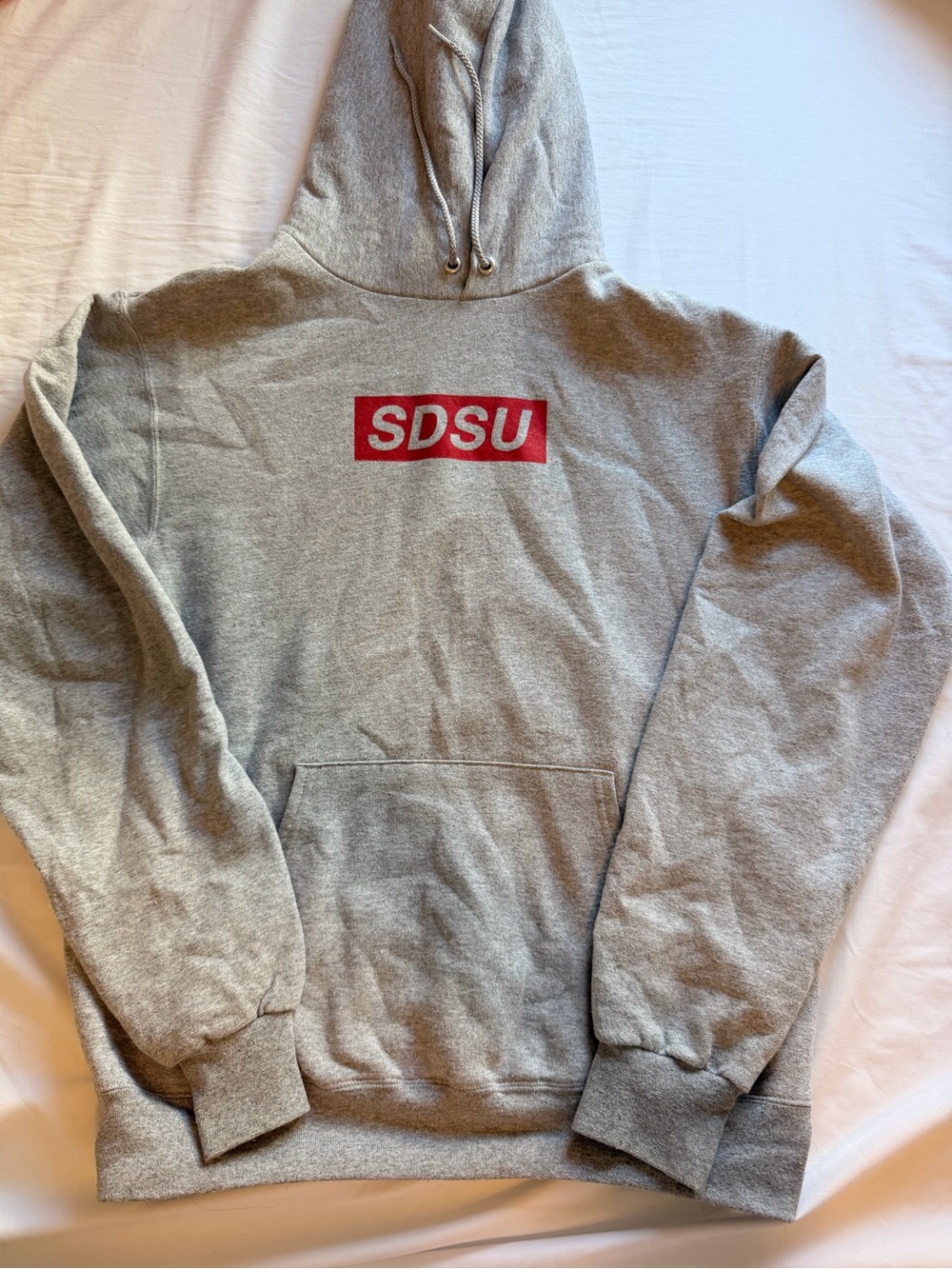 Champion Grey Hoodie with Red SDSU Logo